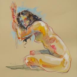Painting Aurora mains sur la corde by Brunel Sébastien | Painting Figurative Gouache, Watercolor Nude