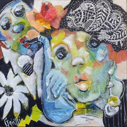 Peinture Mon beau saxophoniste  par Garilli Nicole | Tableau Figuratif Acrylique, Collage, Poudre de marbre Scènes de vie