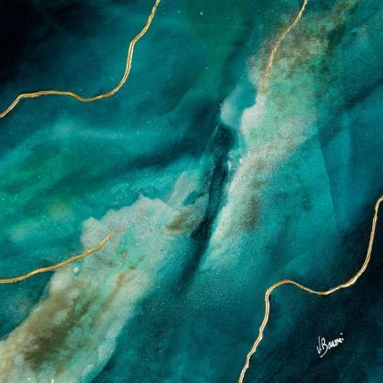 Peinture Lagon étoilé par Baroni Victor | Tableau Abstrait Acrylique, Feuille d'or Minimaliste