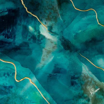 Peinture Lagon étoilé II par Baroni Victor | Tableau Abstrait Acrylique, Feuille d'or Minimaliste