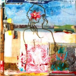 Painting F1 No Name 10029-1558-20240618-2 by Sablyne | Painting Raw art Acrylic, Gold leaf, Ink, Paper, Pastel, Pigments, Upcycling, Wood