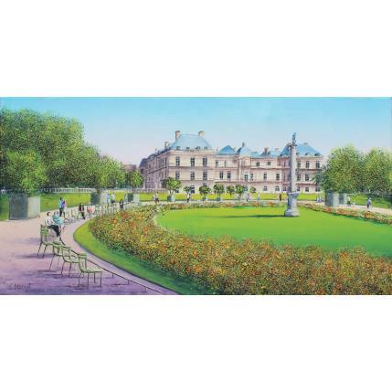 Peinture Promenade au jardin du Luxembourg par Dessapt Elika | Tableau Impressionnisme Acrylique, Sable Paysages, Scènes de vie, Urbain