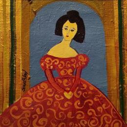 Painting Little lady by Sundblad Silvina | Painting Naive art Acrylic, Pastel