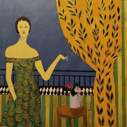 Peinture Summer night par Sundblad Silvina | Tableau Art naïf Acrylique, Pastel