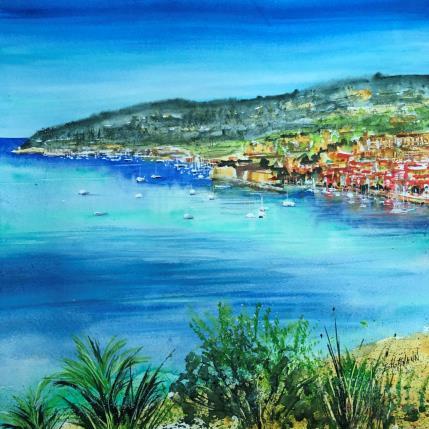 Peinture Villefranche sur Mer par Hoffmann Elisabeth | Tableau Figuratif Aquarelle Marine, Urbain