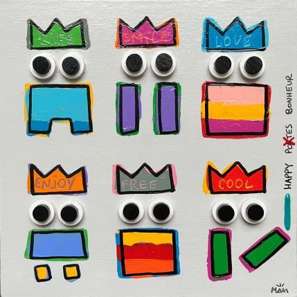 Peinture HAPPY par Mam | Tableau Pop-art Acrylique Icones Pop, Minimaliste, Portraits