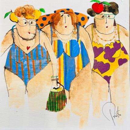 Peinture Géraldine Anais Sara par Colombo Cécile | Tableau Art naïf Acrylique, Aquarelle, Collage, Encre, Pastel Portraits, Scènes de vie