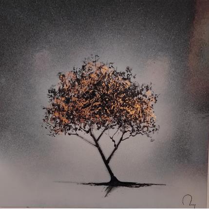 Peinture Taïga par Rey Julien | Tableau Figuratif Feuille d'or Nature, Noir & blanc