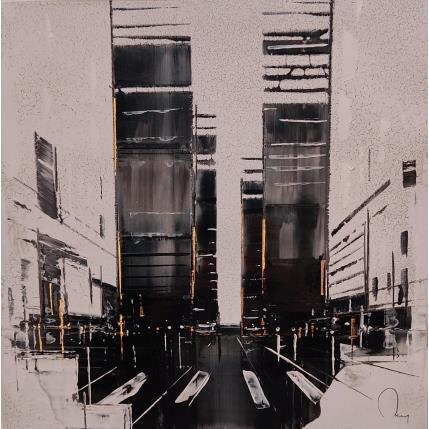 Peinture City scape par Rey Julien | Tableau Figuratif Feuille d'or