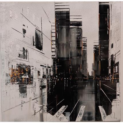 Peinture Pluie, Ville, Vitesse par Rey Julien | Tableau Figuratif Feuille d'or