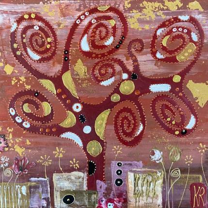 Painting Soleil ardent by Romanelli Karine | Painting Figurative Acrylic, Gluing, Gold leaf, Paper, Pastel, Posca Landscapes, Nature