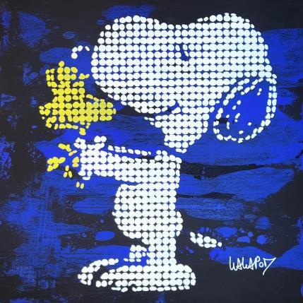 Peinture Happy Snoopy Blue par Wawapod | Tableau Pop-art Acrylique, Posca Icones Pop
