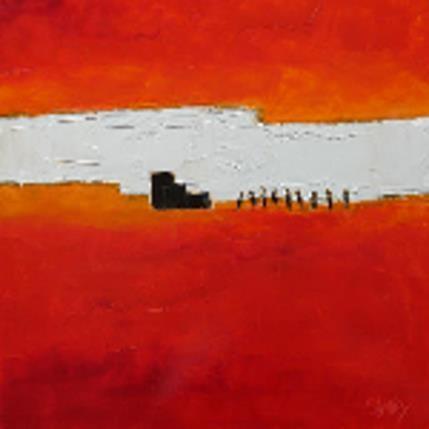 Peinture Cramoisi par Shelley | Tableau Abstrait Huile