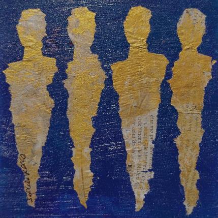 Peinture L'Etre Azur par Rocco Sophie | Tableau Art Singulier Acrylique, Collage, Sable