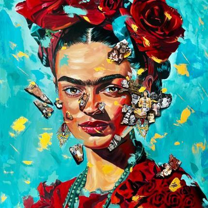 Peinture Frida Kahlo par Caizergues Noël  | Tableau Pop-art Acrylique, Collage Icones Pop