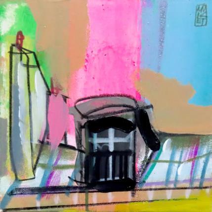 Pintura Derrière la fenêtre, l'art des choses décousues por Anicet Olivier | Pintura Figurative Acrylic, Pastel Architecture, Urban