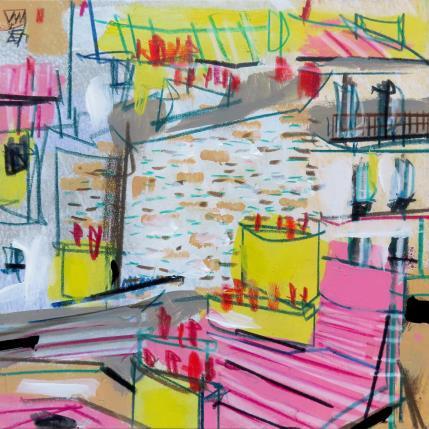 Peinture D'ici nous pouvons décrocher une étoile par Anicet Olivier | Tableau Figuratif Acrylique, Pastel Architecture, Urbain