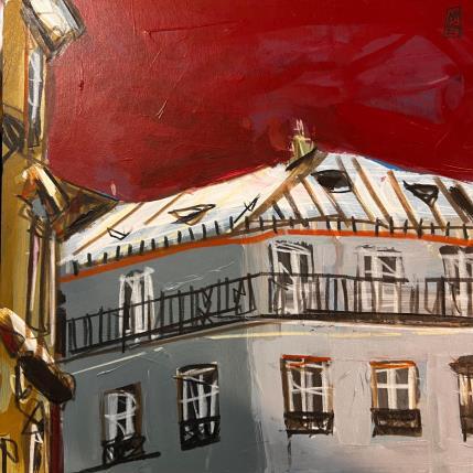 Peinture Escapade sur le zinc par Anicet Olivier | Tableau Figuratif Acrylique, Pastel Architecture, Urbain