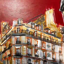 Pintura En haut on boit, on mange et rit por Anicet Olivier | Pintura Figurative Acrylic, Pastel Architecture, Urban