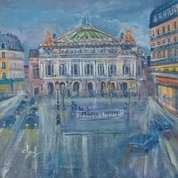 Peinture Soirée à l'opéra Garnier à Paris  par Degabriel Véronique | Tableau Réalisme Huile Paysages, Scènes de vie, Urbain