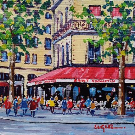 Peinture BOULEVARD HAUSSMANN A PARIS par Euger | Tableau Figuratif Acrylique Scènes de vie, Société, Urbain