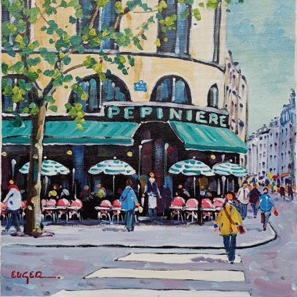 Peinture PLACE SAINT AUGUSTIN A PARIS par Euger | Tableau Figuratif Acrylique Scènes de vie, Société, Urbain