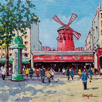 Peinture LE MOULIN ROUGE A MONTMARTRE par Euger | Tableau Figuratif Acrylique Scènes de vie, Société, Urbain