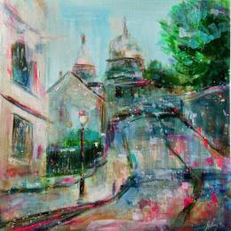 Peinture Montmartre Autumn par Solveiga | Tableau Figuratif Acrylique Architecture