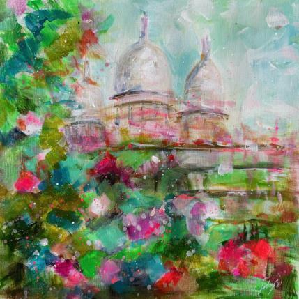 Peinture La butte fleurie par Solveiga | Tableau Figuratif Acrylique Architecture