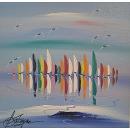 Painting Les Bonheurs Spontanés by Fonteyne David | Painting Figurative Acrylic Landscapes, Minimalist, Nature