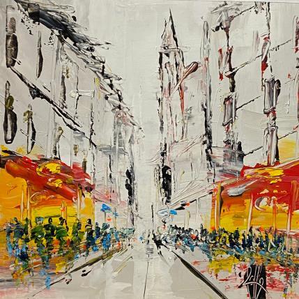 Painting Rue commerçante by Raffin Christian | Painting Figurative Oil Pop icons, Urban