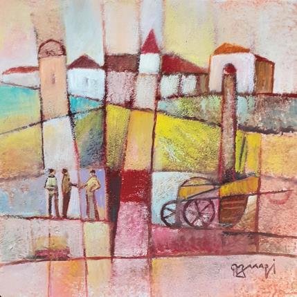 Peinture AQ109 NEGOCIATIONS par Burgi Roger | Tableau Figuratif Acrylique Nature, Paysages, Scènes de vie