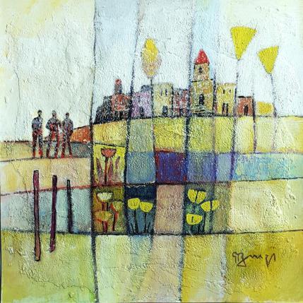 Peinture AL18 PAYSAGE JAUNE par Burgi Roger | Tableau Figuratif Acrylique Architecture, Paysages, Scènes de vie