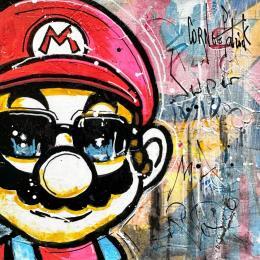 Painting Mario is back by Cornée Patrick | Painting Pop-art Graffiti, Oil Child, Cinema, Pop icons