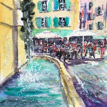 Peinture Toulon Fraîcheur de la Fontaine  par Hoffmann Elisabeth | Tableau Figuratif Aquarelle Urbain
