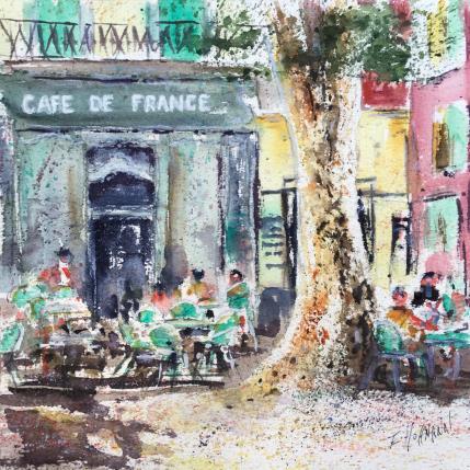 Peinture Toulon Café provençal  par Hoffmann Elisabeth | Tableau Figuratif Aquarelle Urbain