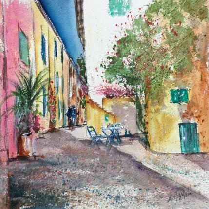 Painting Toulon ruelle colorée  by Hoffmann Elisabeth | Painting Figurative Watercolor Urban
