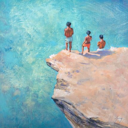 Peinture Avant le grand saut par Jung François | Tableau Figuratif Huile Paysages, Scènes de vie