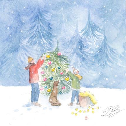 Peinture Le sapin par Balme Delphine | Tableau Figuratif Aquarelle Scènes de vie