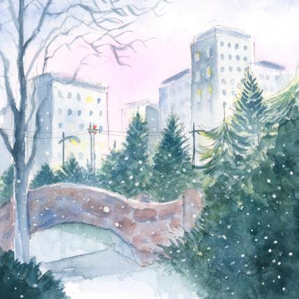 Peinture Le pont par Balme Delphine | Tableau Figuratif Aquarelle Paysages