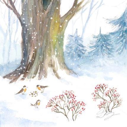 Peinture Forêt de sapins par Balme Delphine | Tableau Figuratif Aquarelle Paysages