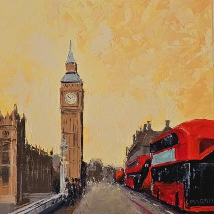 Peinture London, Westminster bridge par Martin Laurent | Tableau Figuratif Huile Architecture, Scènes de vie, Urbain