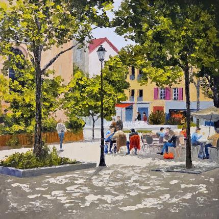 Peinture Rueil,  début d'après midi par Martin Laurent | Tableau Figuratif Huile Scènes de vie, Urbain