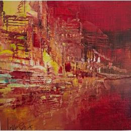 Peinture Lumière Pourpre par Levesque Emmanuelle | Tableau Art Singulier Huile Urbain