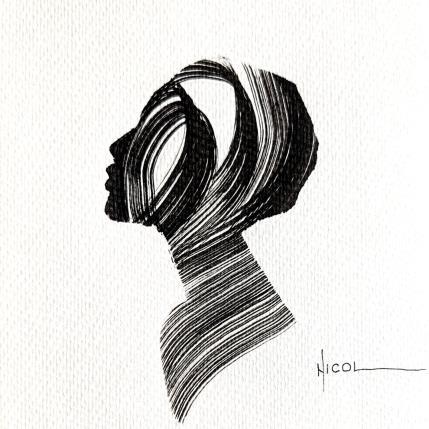 Peinture Time CCC par Nicol | Tableau Figuratif Encre Minimaliste, Noir & blanc, Portraits