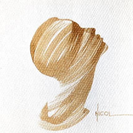 Peinture Time CCCIV par Nicol | Tableau Figuratif Encre Minimaliste, Noir & blanc, Portraits