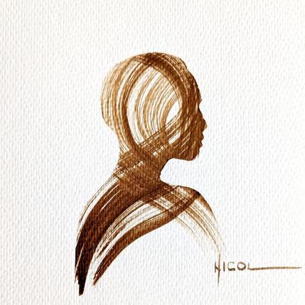 Peinture Time CCCXV par Nicol | Tableau Figuratif Papier Minimaliste, Noir & blanc, Portraits