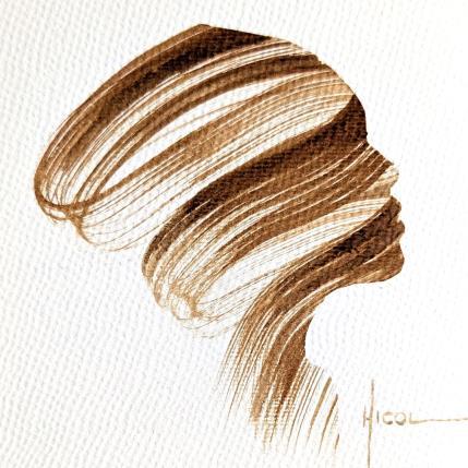 Peinture Time CCXXIV par Nicol | Tableau Figuratif Encre Minimaliste, Noir & blanc, Portraits