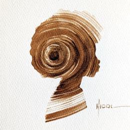 Painting Time CCXX by Nicol | Painting Figurative Ink Black & White, Minimalist, Portrait