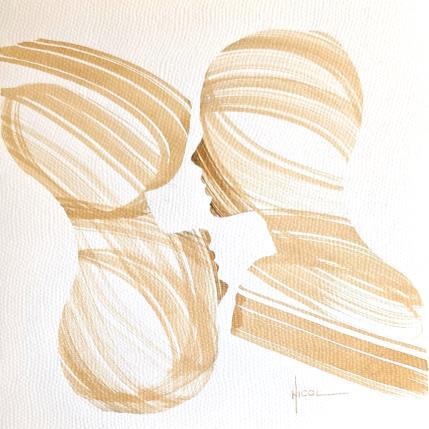 Peinture Time CCCXXXIV par Nicol | Tableau Figuratif Encre Minimaliste, Noir & blanc, Portraits